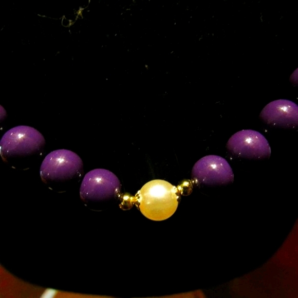🪻💜🪻 Lovely Vintage Purple & White Faux Pearl Beaded Necklace - Picture 6 of 15